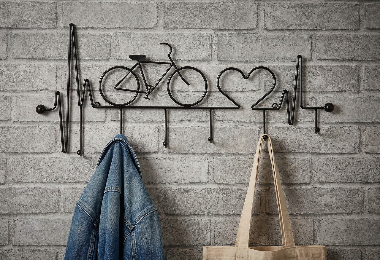 Cuier de perete, Mauro Ferretti, Bicycle, 59x3.2x26.5 cm, metal, negru - imagine 7